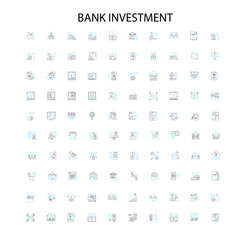 bank investment icons, signs, outline symbols, concept linear illustration line collection