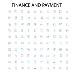 finance and payment icons, signs, outline symbols, concept linear illustration line collection