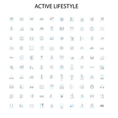 active lifestyle icons, signs, outline symbols, concept linear illustration line collection