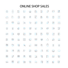 online shop sales icons, signs, outline symbols, concept linear illustration line collection