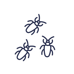 borer bugs, woodboring beetles on white, line vector