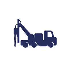 drill truck icon on white
