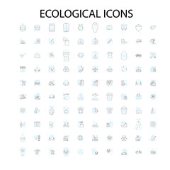 ecological icons, signs, outline symbols, concept linear illustration line collection