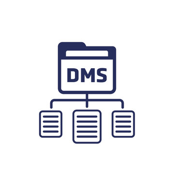 DMS, Document management system icon on white