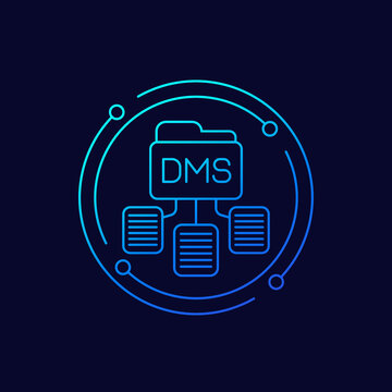 DMS, Document management system line icon