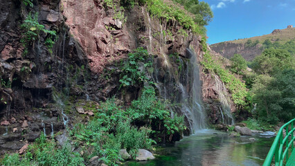 Dashbashi Canyon, waterfalls, and Khrami river in Tsalka region, Georgia
