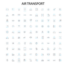 air transport icons, signs, outline symbols, concept linear illustration line collection