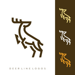 Jumping antelope logo. Deer head facing back. Line style antelope vector