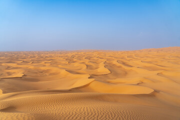 Landscape of sand dunes in the desert