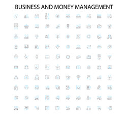 business and money management icons, signs, outline symbols, concept linear illustration line collection