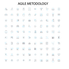 agile metodology icons, signs, outline symbols, concept linear illustration line collection