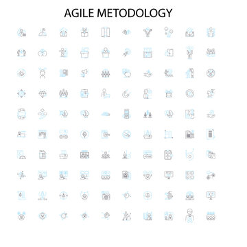 agile metodology icons, signs, outline symbols, concept linear illustration line collection