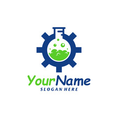 Gear Lab Logo Design Template. Science lab logo concept vector. Creative Icon Symbol
