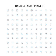 banking and finance concept icons, signs, outline symbols, concept linear illustration line collection