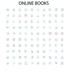 online books icons, signs, outline symbols, concept linear illustration line collection
