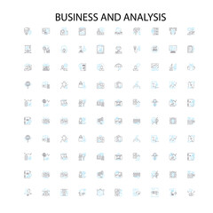 business and analysis icons, signs, outline symbols, concept linear illustration line collection