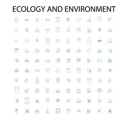 ecology and environment icons, signs, outline symbols, concept linear illustration line collection
