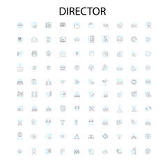 director icons, signs, outline symbols, concept linear illustration line collection