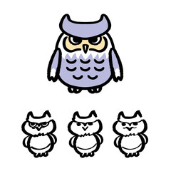 Cute Owls Illustration Set - Vector