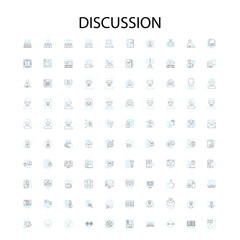 discussion icons, signs, outline symbols, concept linear illustration line collection