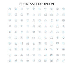business corruption icons, signs, outline symbols, concept linear illustration line collection