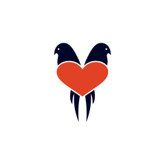twin love bird logo icon