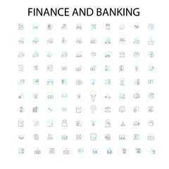 finance and banking concept icons, signs, outline symbols, concept linear illustration line collection