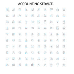accounting service icons, signs, outline symbols, concept linear illustration line collection