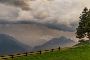 Stormy clouds over the mountains of Valle d'Aosta