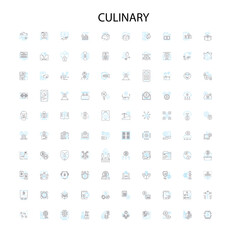 culinary icons, signs, outline symbols, concept linear illustration line collection