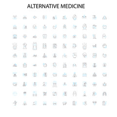 alternative medicine concept icons, signs, outline symbols, concept linear illustration line collection
