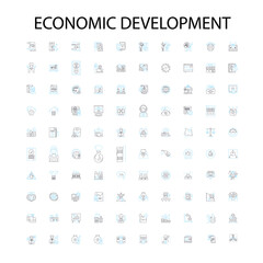 Fototapeta na wymiar economic development icons, signs, outline symbols, concept linear illustration line collection