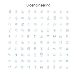 bioengineering icons, signs, outline symbols, concept linear illustration line collection