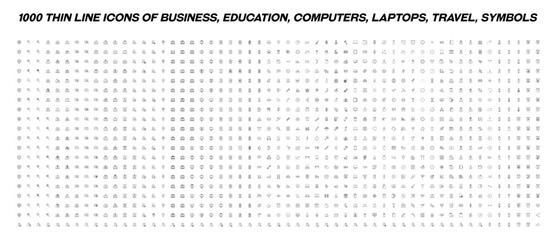Mega collection of 1000 thin line icons of business, education, travel, sign, symbols. Perfect for sites, apps, adverts. Outline images and editable strokes