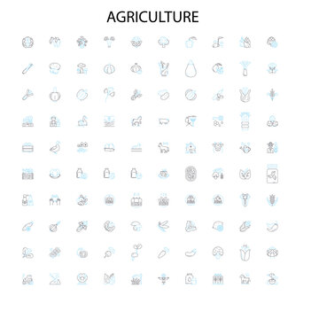 agriculture concept icons, signs, outline symbols, concept linear illustration line collection