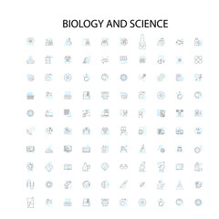 biology and science icons, signs, outline symbols, concept linear illustration line collection