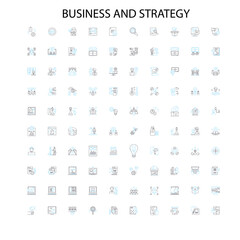 business and strategy icons, signs, outline symbols, concept linear illustration line collection