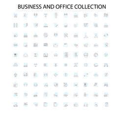 business and office collection icons, signs, outline symbols, concept linear illustration line collection