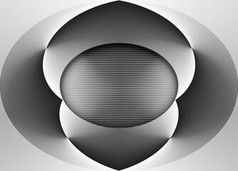 Abstract black and white line stripes, optical art, op art curved, circular striped background. Modern design, graphic texture.