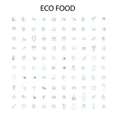 eco food icons, signs, outline symbols, concept linear illustration line collection
