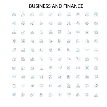 business and finance5 icons, signs, outline symbols, concept linear illustration line collection