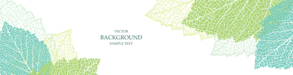 Floral vector banner with leaves. Seasonal plant print for greeting card, cover. Natural trendy design for business, holiday. Textured background. Botanical art.