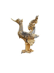 Old gold kirin sculture isolated on transparent background