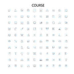 course icons, signs, outline symbols, concept linear illustration line collection