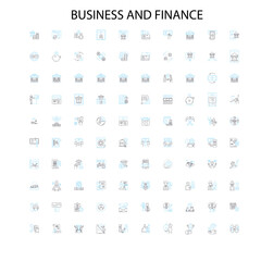 business and finance icons, signs, outline symbols, concept linear illustration line collection