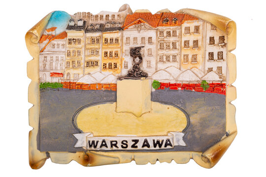 Warsaw Fridge Travel Magnet Isolated On White Background