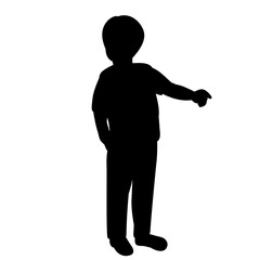 boy black silhouette isolated, vector
