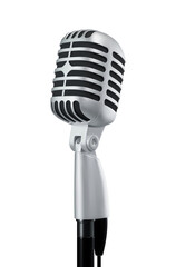 Vintage microphone isolated PNG clipart cut out on transparent background