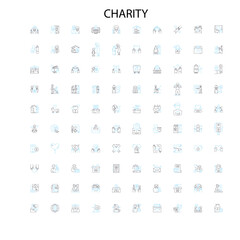 charity icons, signs, outline symbols, concept linear illustration line collection