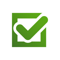 Green checkmark in square icon. Done check sign. © Hubba Bubba